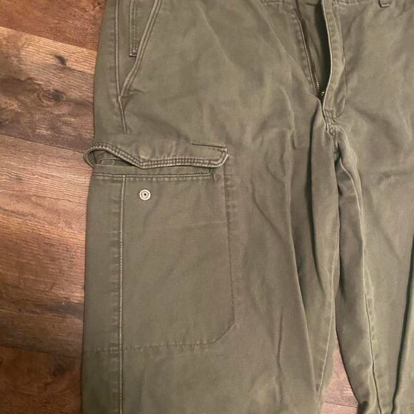 Mens docker khaki green cargo denim pants - Picture 2 of 6